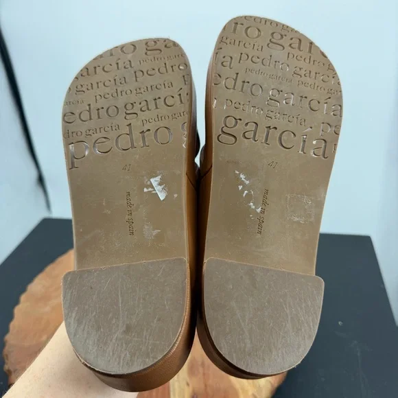 PEDRO GARCIA women's Lexia cross flat sandals in Terra brown leather sz 41 US 11 - Picture 6 of 8